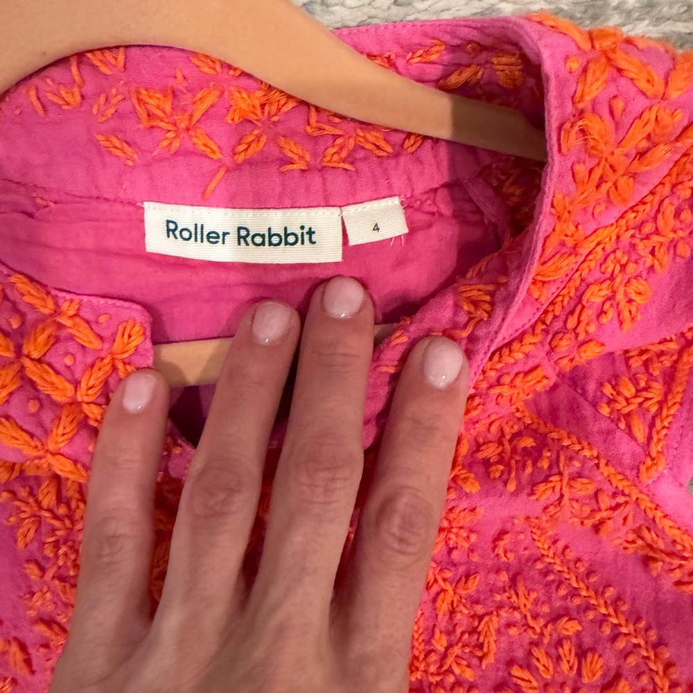 Roller Rabbit Pink and Orange Embroidered Kids Dress - Picture 2 of 4